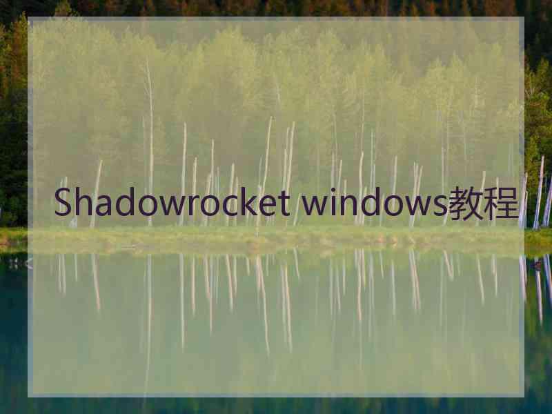 Shadowrocket windows教程